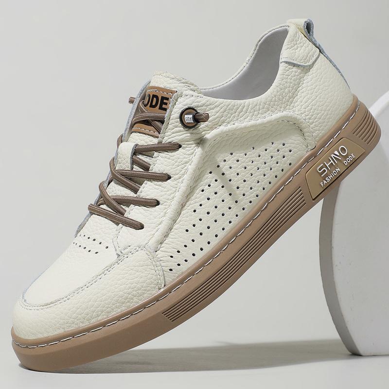 

Весна Лето Мужская обувь Плоская Мягкая Натуральная кожа Повседневная обувь Бренд Мужская обувь Бежевая Дышащая D478 44 бежевый