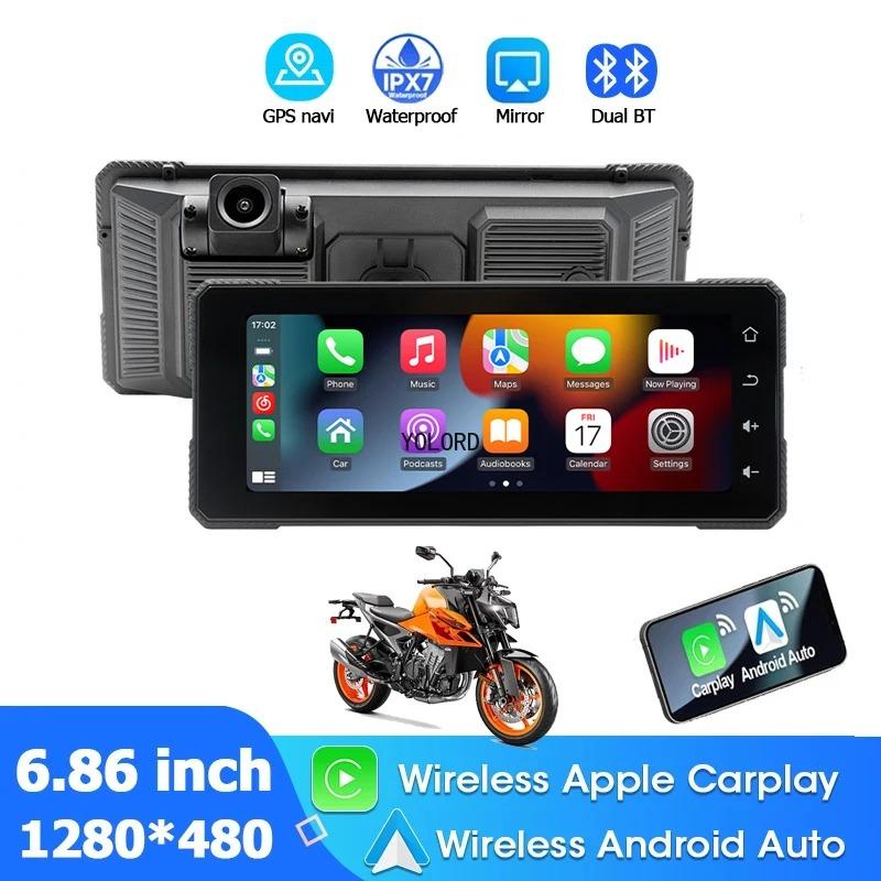 Motorcycle 720P DVR MP5 Player 6.86 Inch Wireless Carplay Android AUTO BT Wireless Carplay Navigation Driving Recorder