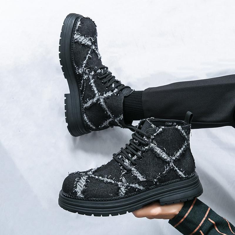 Men's Cross-Border Martin Boots: Thick Sole, Height Increasing, Fashionable & Versatile Casual Workwear Short Boots.