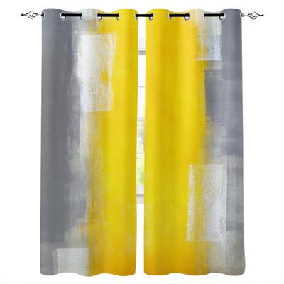 Yellow Gray Abstract Art Texture Blackout Curtains For Bedroom Blinds Drapes Window Curtains For Living Room High Shading