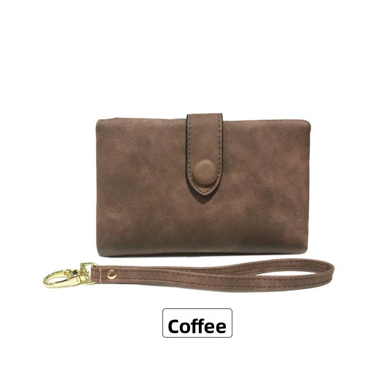 

Матовый кошелек женский короткий студенческий маленький свежий и милый трехсложный многокарточный женский кошелек кофейный