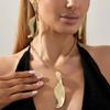 SHIXIN Fashion Simple Irregular Pendant Necklace Earring Set Women Punk Geometry Smooth Metal Chain Daily Jewelry Accessory Gift