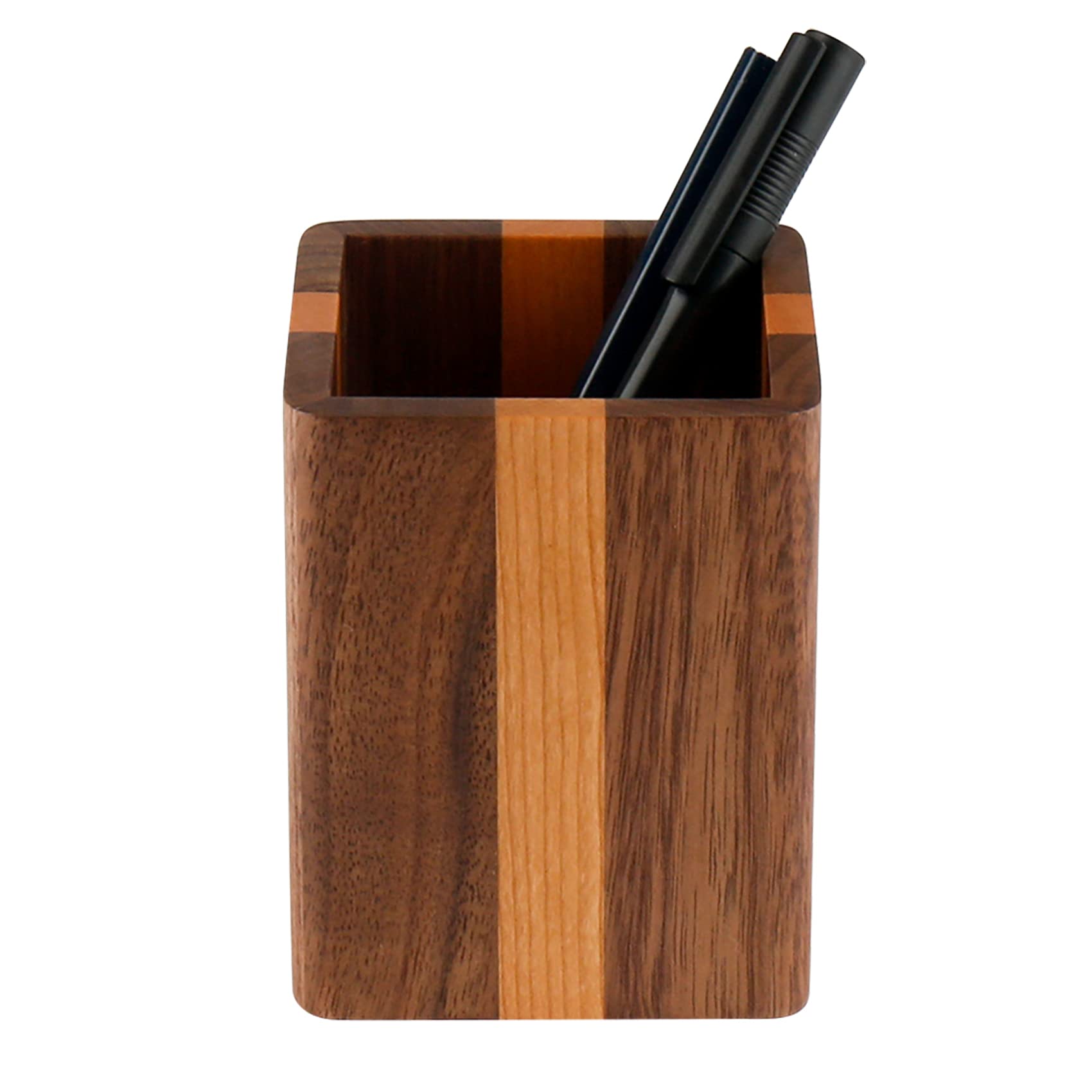 

Простая деревянная подставка для ручек с держателем для ручек, дизайн из натурального массива дерева, дизайн с текстурой дерева, подставка для карандашей, настольное хранение (Ореховое дерево) (Многоцветный)