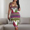 Boho Chic 3D Print Sleeveless Bodycon Midi Dress U-Neck Ethnic 2025 Womens Fashion