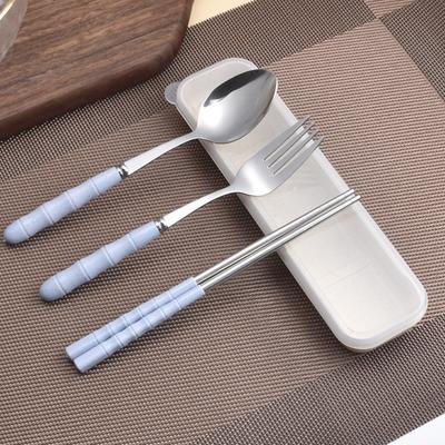  Stainless Steel Fork Spoon Chopsticks Set Travel Set With Plastic Case