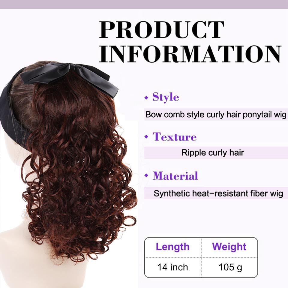 Retro Bow Comb Style Synthetic Wavy Curly Ponytail Wig Is Suitable for Novice Women To Wear At Daily Holiday Parties and Dances