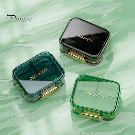 Bärbar pillerlåda Fukt Dammtät Säker stängning Miljövänlig lång livslängd minidispenser för resor