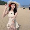 1011 new summer dress swimsuit summer white seaside vacation small red dress hot spring one-piece swimsuit women