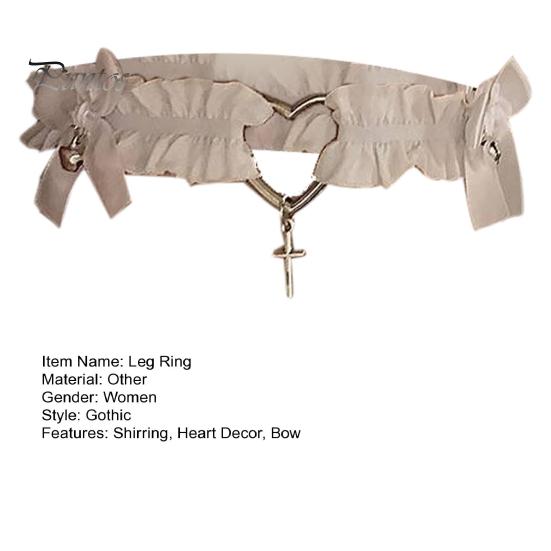1 buc curea inel pentru picior inimă decor în cruce cu fundă în frunte, bandă elastică anti-alunecare, curea pentru jartieră din dantelă gotică, lolita, cosplay, jartieră pentru picior