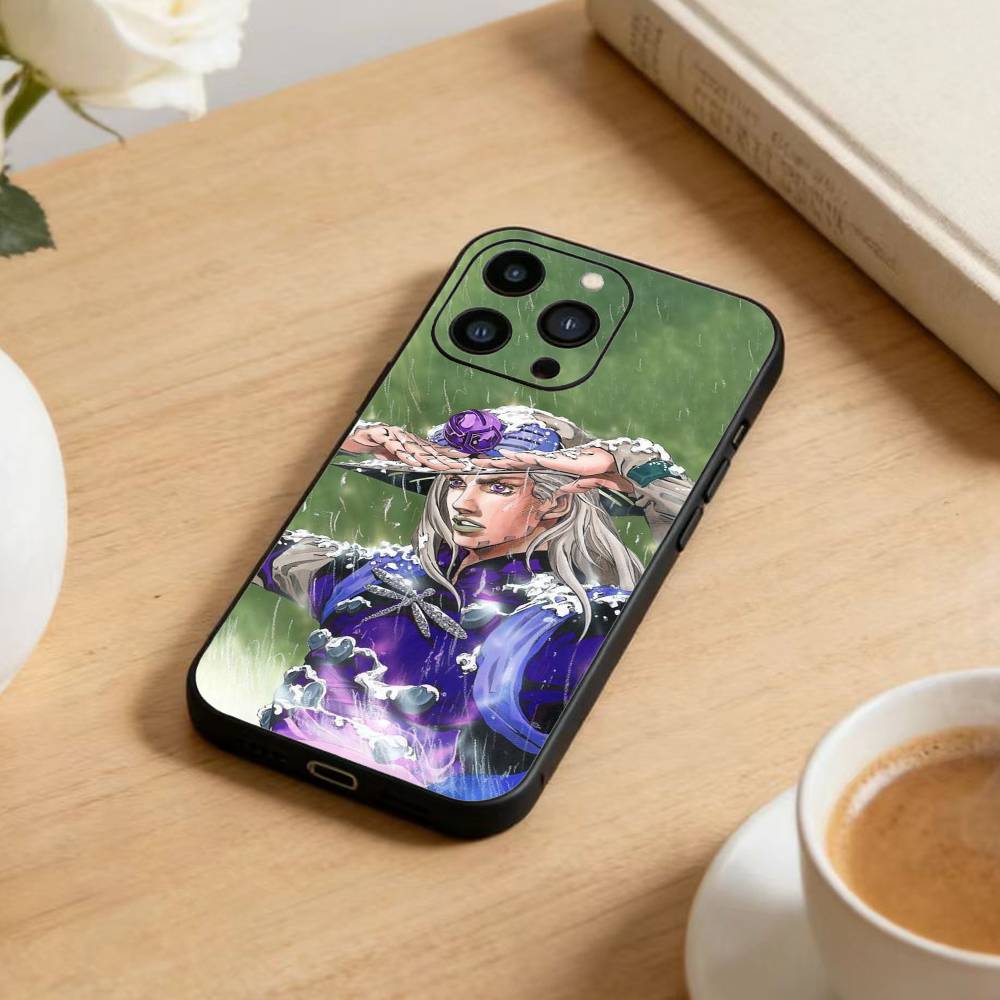

Чехол для телефона с аниме JoJo s Bizarre Adventure для iPhone 16, 15, 14, 13, 12, 17, Pro Max, Plus, силиконовый, черный iPhone16e