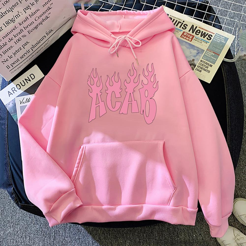 Letter ACAB Fire Hoodies Women bratz Clothes Oversized Sweatshirts Men Harajuku Korean Style Long Sleeve Bratz Hoodie