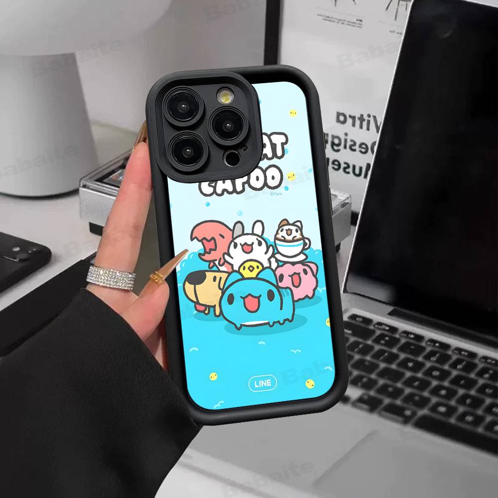 Bugcat Capoo Cute Phone Case For iPhone 16 15 14 Plus 13 12 11 17 Pro Max Pro Soft Cover