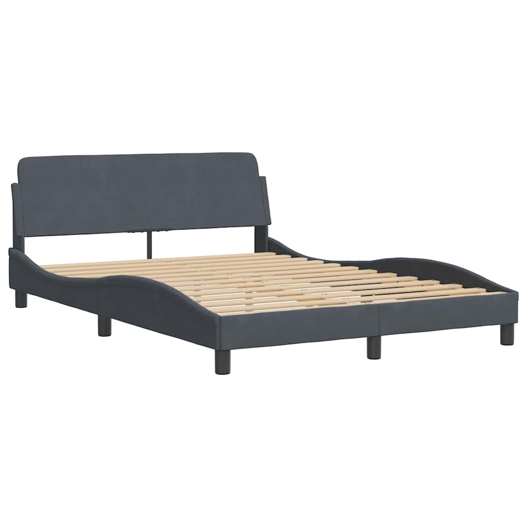 Bed Frame Dover Dark Grey 140 x 200 cm Velvet