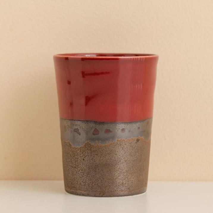 Rustic Stoneware Mug Handmade Ceramic Cup Japanese Iron Rust Glaze for Coffee Tea Water Hot Cold Beverage Home Office Use