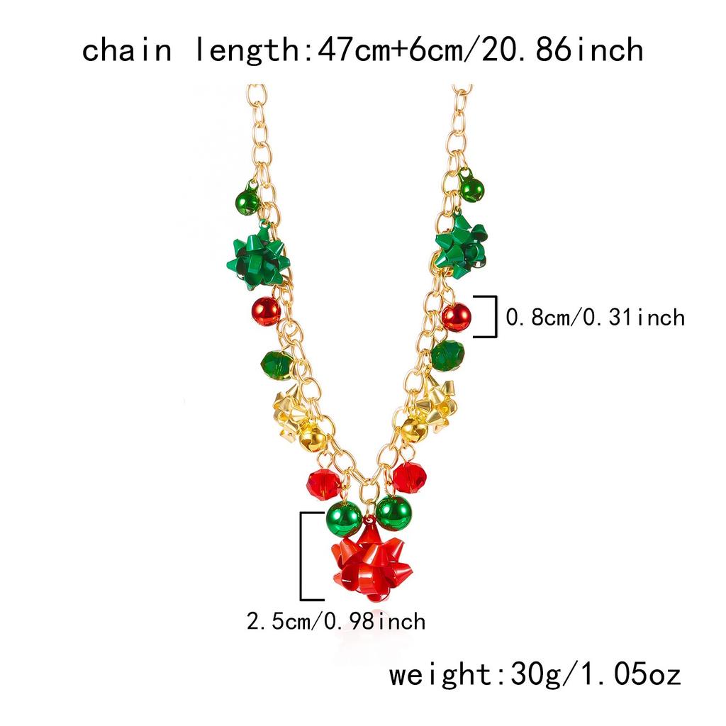 Christmas Style Multi-element Pendant Necklace Gold Snowman Gingerbread Man Necklace Festive Atmosphere Wearing Accessories