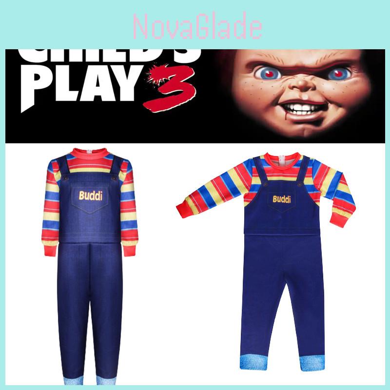 ילדים משחק ילדים צ'אקי קוספליי תחפושת אימה אוברול למסיבות ליל כל הקדושים