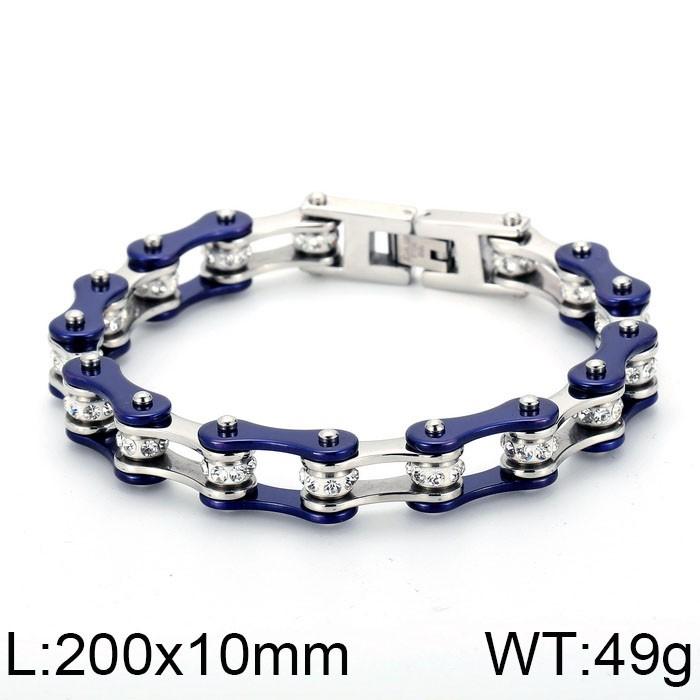 Chunky Stainless Steel Biker Bracelet For Men Women Hip Hop Inlaid Stone Bicycle Chain Bracelet High Quality Party Jewelry Gift