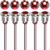 5 Stück 12mm 12/24VDC LED Metall-Anzeigelampe - Wasserdichtes Lichtsignal Kontrollleuchte Richtungsanzeige Armaturenbrett mit Kabel(rot)