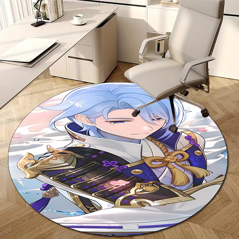 1pc Genshin Impact1 Design Printed Area Round Carpet for Bedroom Living Room Home Decor Rugs Mat Non Slip Mat Rug for Bedside