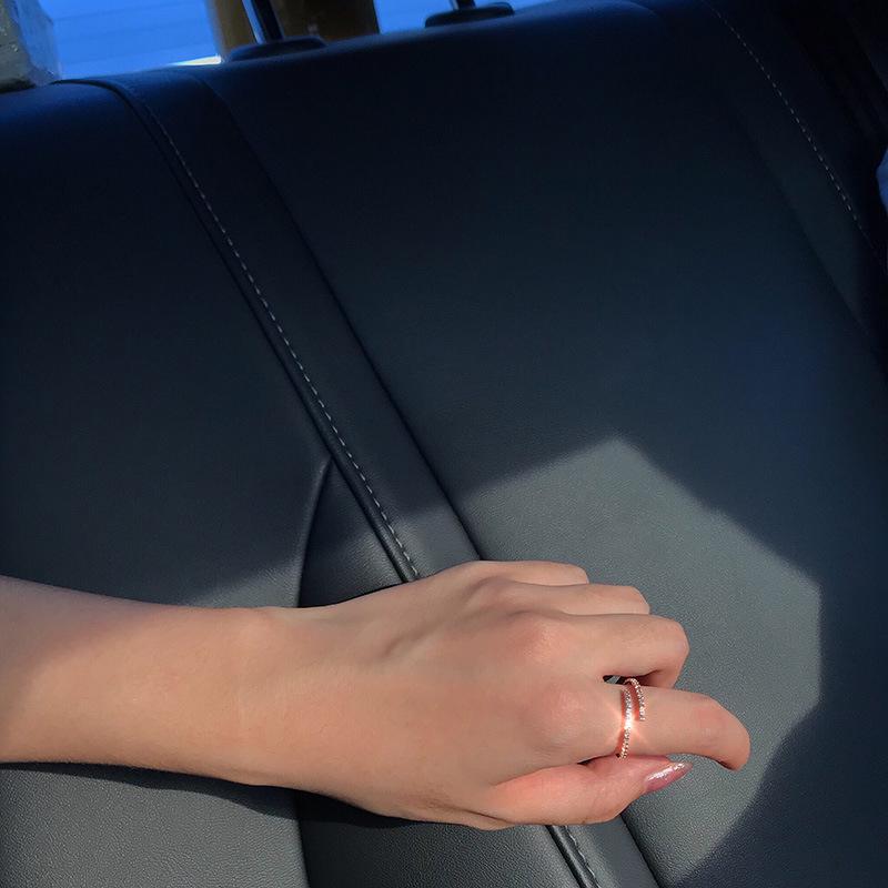 Super Flash Light Luxury Full Diamond Open Ring Female Tide Niche Design Cold Wind Index Finger Adjustable Ring