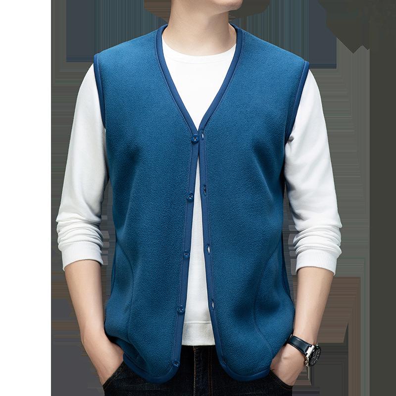 

Весна и осень мужской новый флисовый бархатный жилет средний возраст свободный папа мужской нижняя рубашка топ 3XL