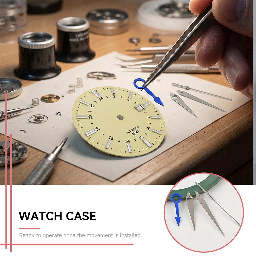 NH34 dial classic cream dial GMT dress mechanical watch hand for Seiko modified watch accessories size 35mm Watch Case Mod Parts