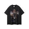 Vintage Schweres Gewaschenes Baumwoll Grafik-T-Shirt Unisex Oversized Rundhalsausschnitt Langarm Streetwear