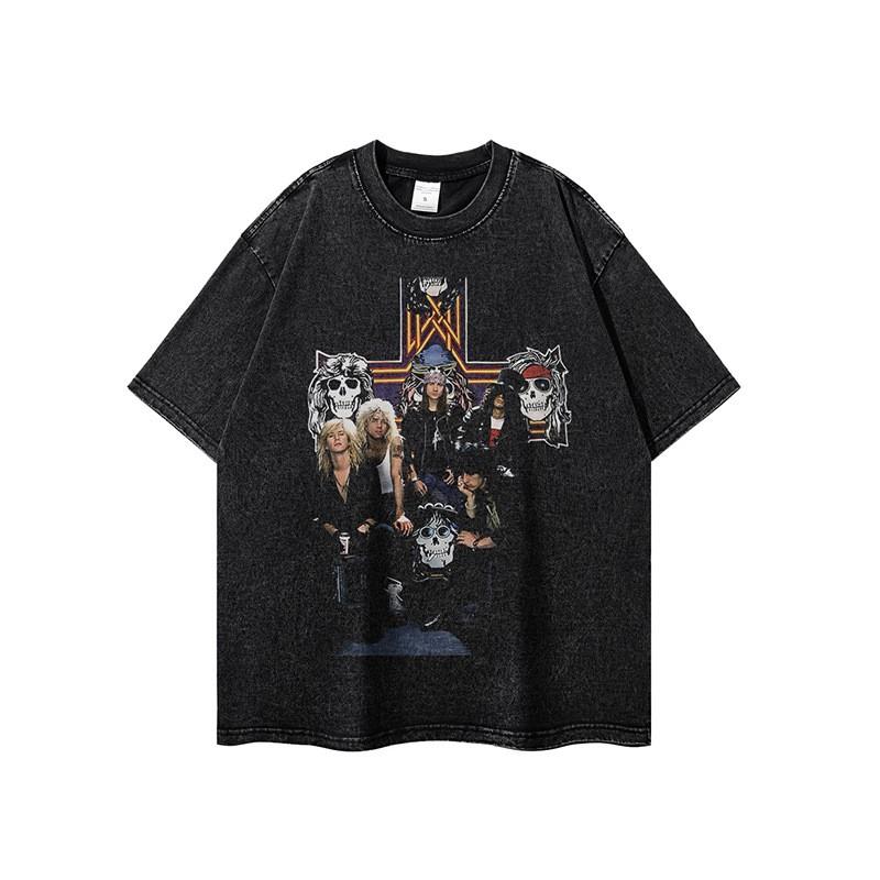 Vintage Schweres Gewaschenes Baumwoll Grafik-T-Shirt Unisex Oversized Rundhalsausschnitt Langarm Streetwear