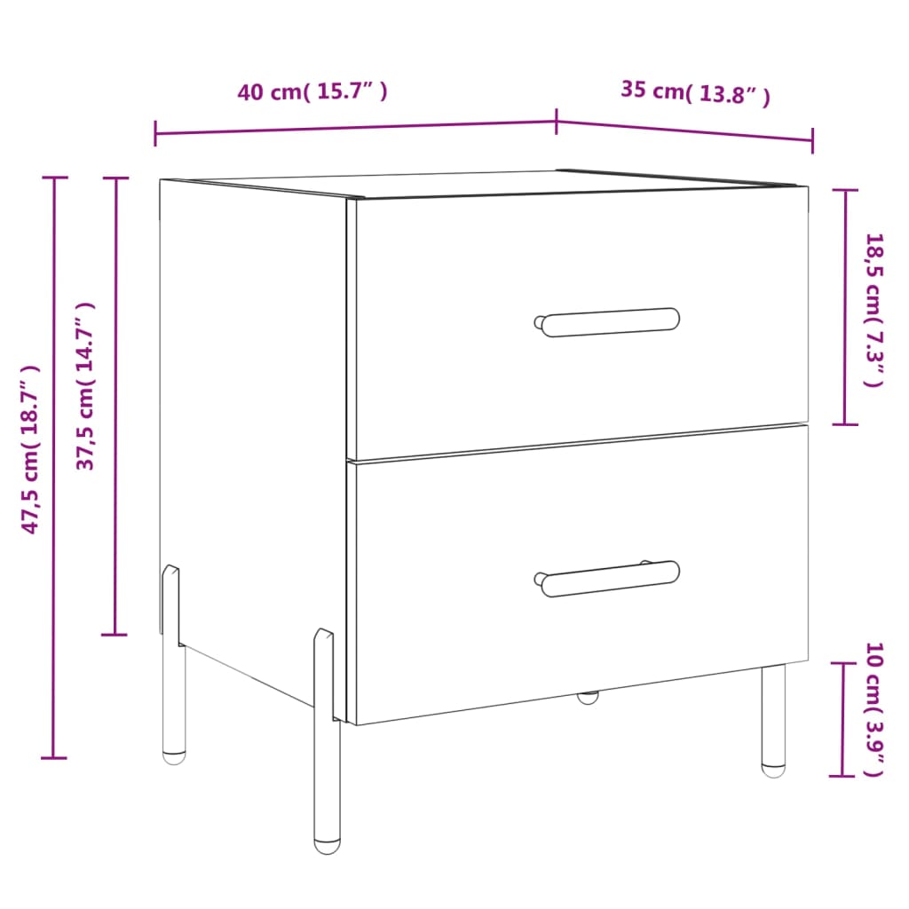 Nightstand Gray Sonoma 40x35x47.5 cm Particleboard