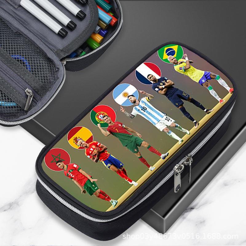 Large Capacity 2026 World Cup Pencil Case: Featuring Ronaldo, Messi, Haaland & Mbappé