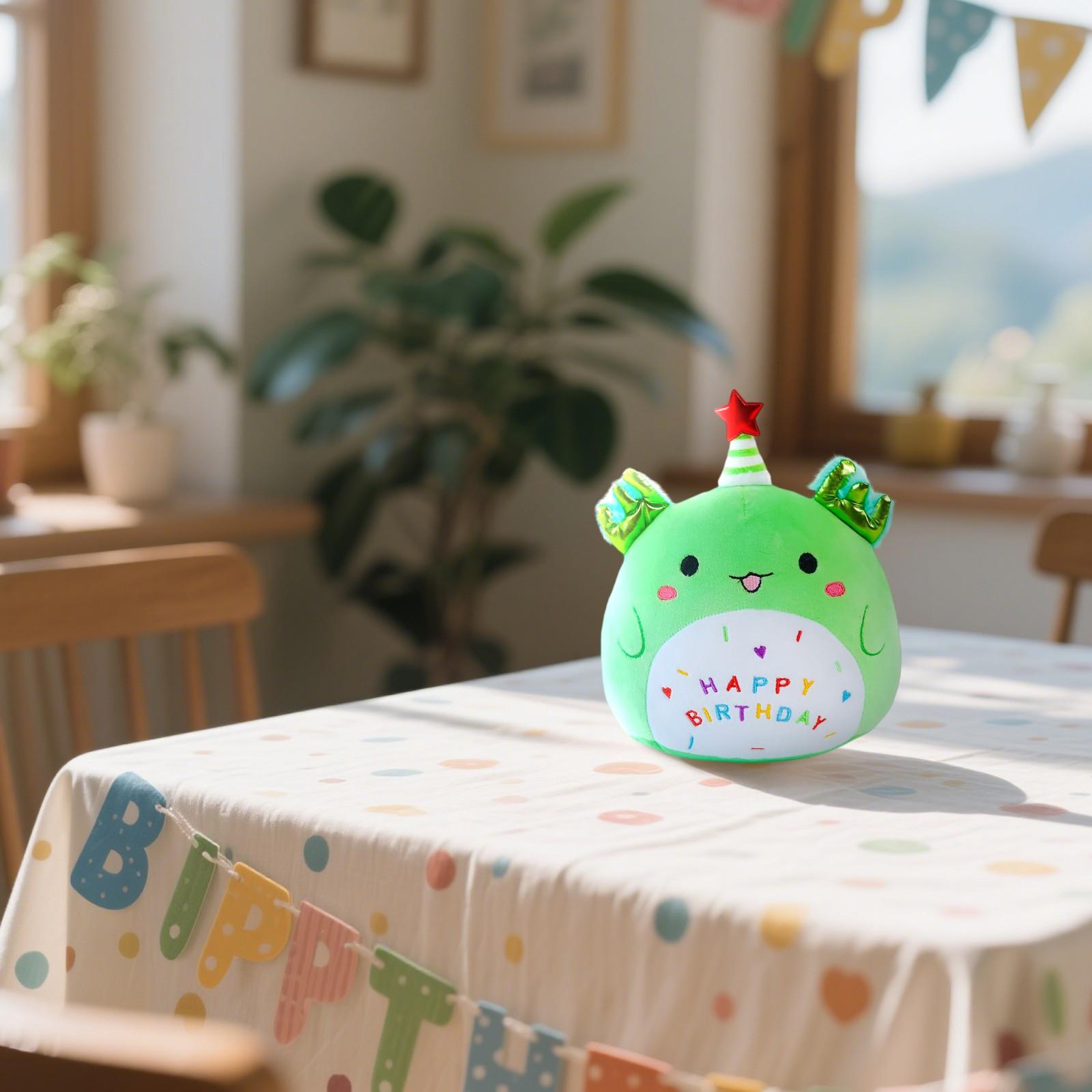 

HAPPY BIRTHDAY Plush Toy Cute Happy Birthday Stuffed Animal Soft Plush Toy Cartoon Doll Birthday Gift One Size зелений