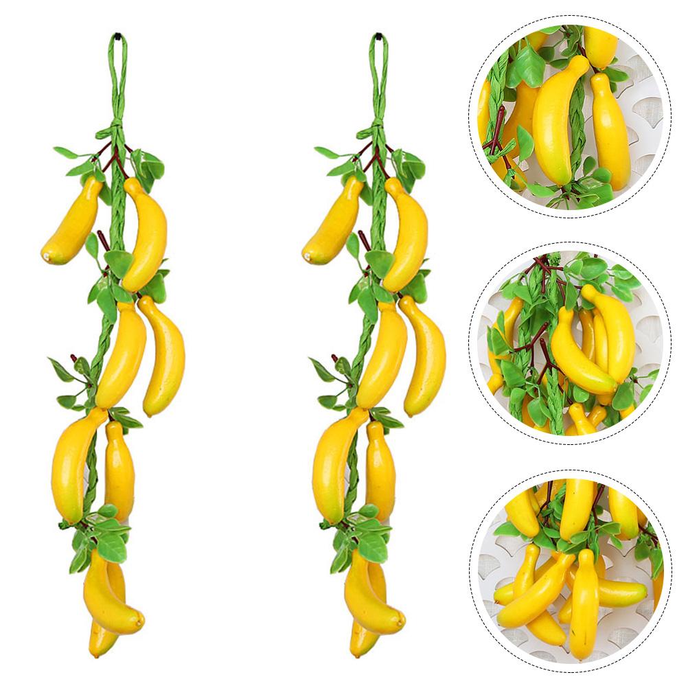

2Pcs Simulation Fake Fruit Banana Hanging Decor Artificial Fruit Nament Fruit Decoration Wall Decor Prop Festive Party Supplies 58.00X3.00X3.00CM зелений