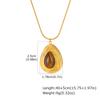 Retro Natural Stone Water Drop Pendant Necklace for Women, Waterproof Stainless Steel Necklace, Personalized Temperament Jewelry