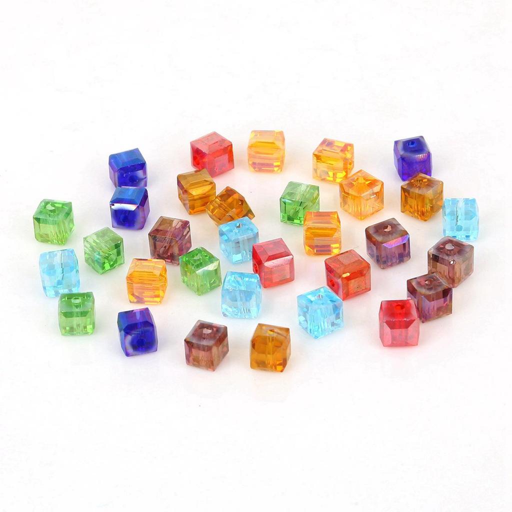 Square 8mm Glass Crystal Beads for DIY Ancient Style Jewelry: Bracelet, Necklace, Earrings