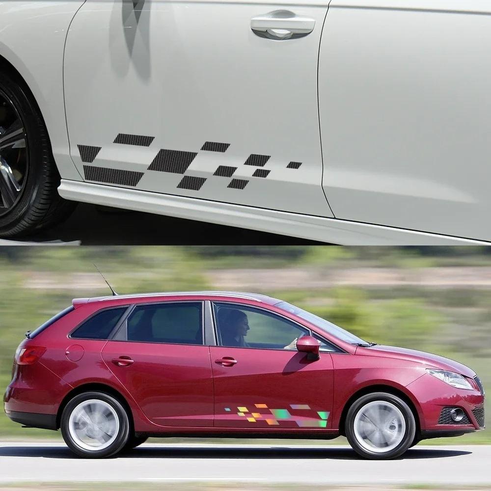 2PCS Car Door Side Stickers Racing Sport Style Vinyl Decals PVC Auto Body Styling Decoration Stickers Accessories For Seat Ibiza