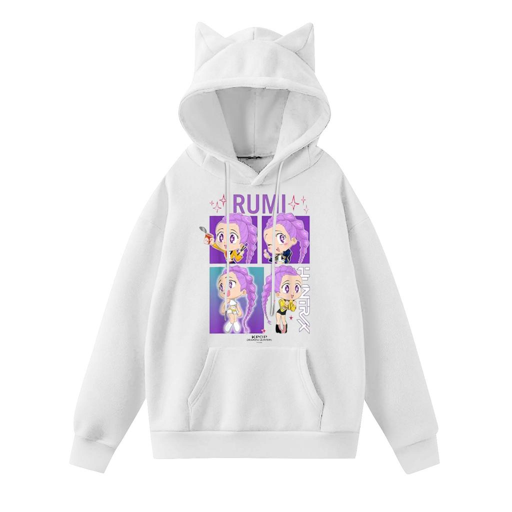 Ladies Fashion Casual Long Sleeve Printed Round Neck Hoodie Pullover Top With  Pockets