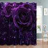 Shiny Purple Rose Flowers Shower Curtain, Bathroom Decorative Shower Curtain, Waterproof Shower Curtain with Hooks