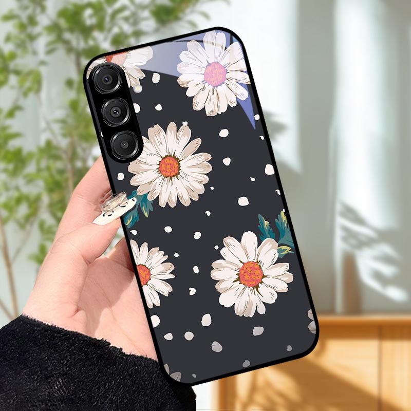 For Samsung A25 A26 Cute Case A35 A36 A55 A56 5G Tempered Glass Phone Cover For Galaxy A15 4G 5G Hard PC Glass Protective Fundas