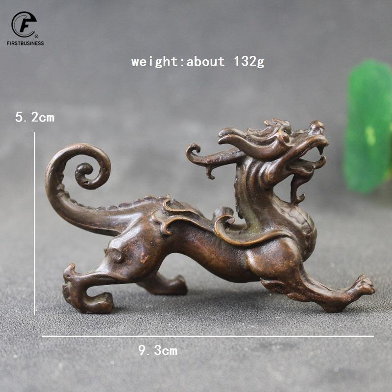 Antique Copper Lucky Beast Pixiu Sacred beast Statue Desktop Ornament Feng Shui Figurine Home Decoration Crafts Accessories