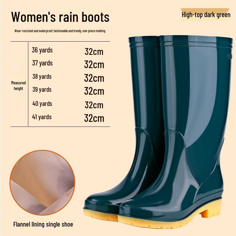 

Женские нескользящие высокие резиновые дождевые сапоги - Теплые, резиновые и водонепроницаемые для кухни и работы 40