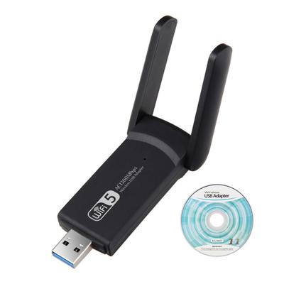 Scheda di rete compatta senza riscaldamento Adattatore WiFi nero 1300M 5G Adattatore WiFi USB 3.0 Scheda di rete wireless Accessorio per ufficio