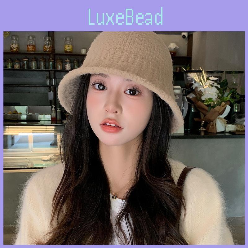 Color Simple Solid Water Bucket Hat For Women Warm Knitted Cap Gift Breathable