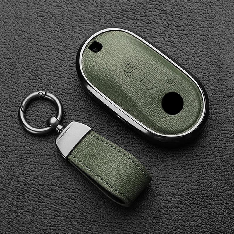 Metal And Leather Car Key Case Cover For Mercedes Benz W176 W177 W205 W206 W212 W213 W222 W223 W167 463 X166 A C E S G Clc Class