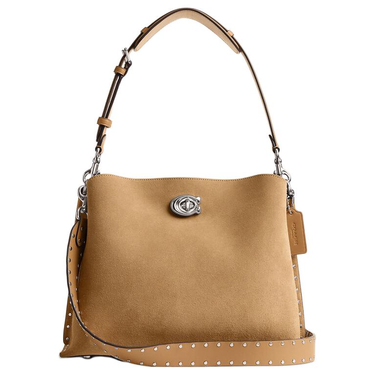 

Coach Willow 32 Polished Studded Turnlock Crossbody Handbag Women Handbags Beige CU058-LHNM5 Basic Set (Bag+Dust Bag)