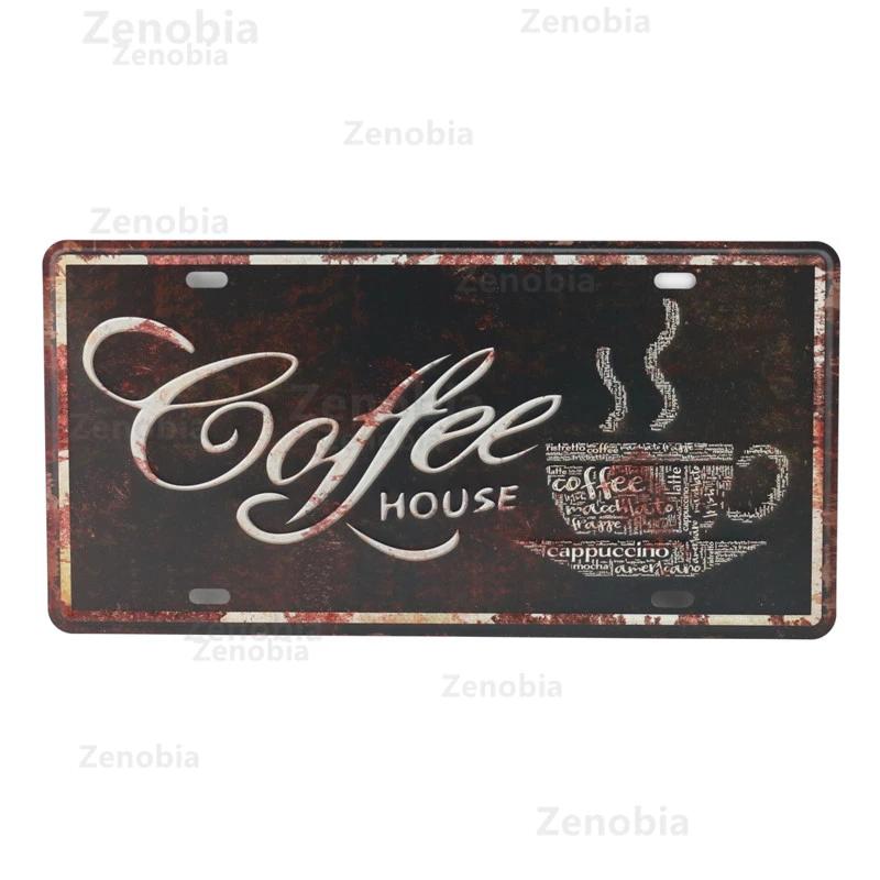 Open and Closed Coffee Bar Metal Sign Wall Art Murals Vintage Tin Poster Shabby Plaque Retro Plates Pub Cafe 3D Home Decoration