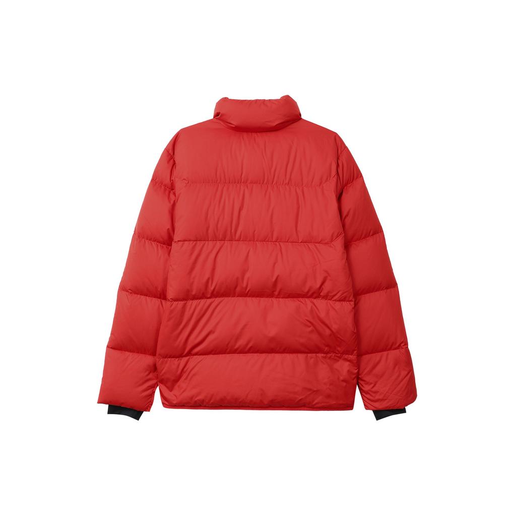 Adidas Letter Logo Pattern High Collar Zip-Up Down Jacket Men Outerwear Red GV5348