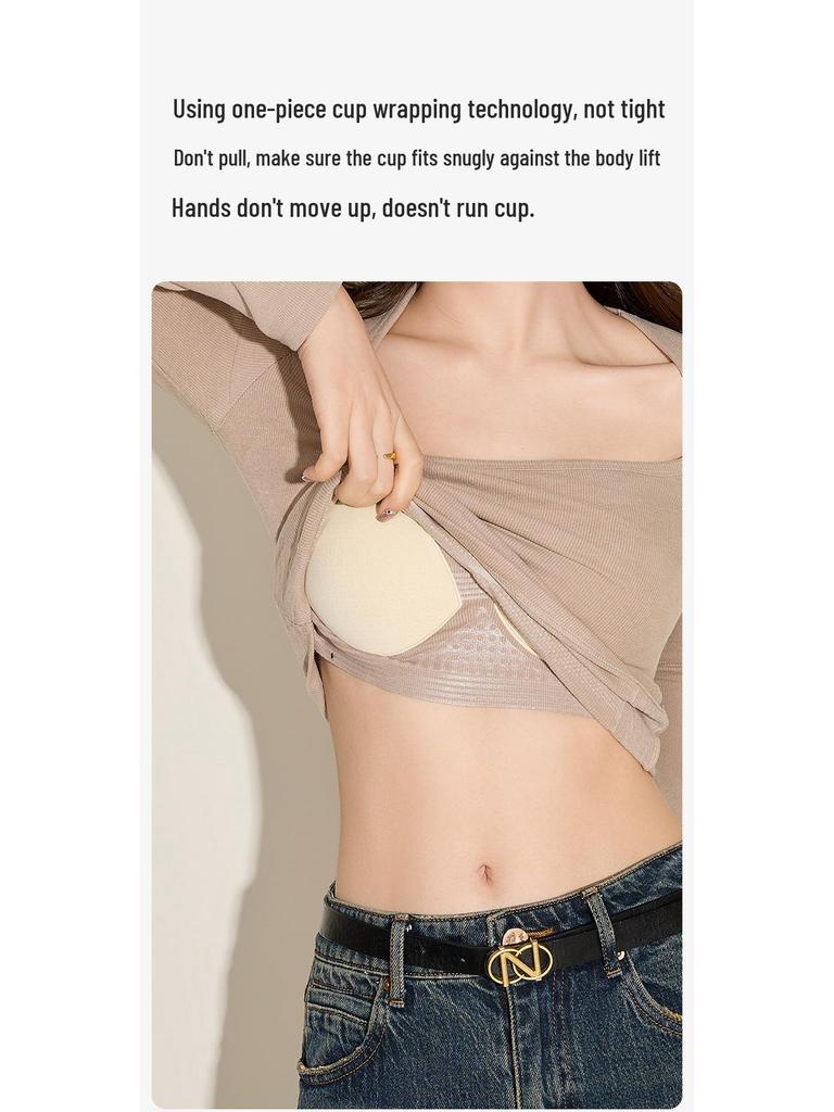 10A Antibacterial Women's Warm Velvet Long-Sleeve Top with Chest Pads, Self-Heating for Autumn/Winter