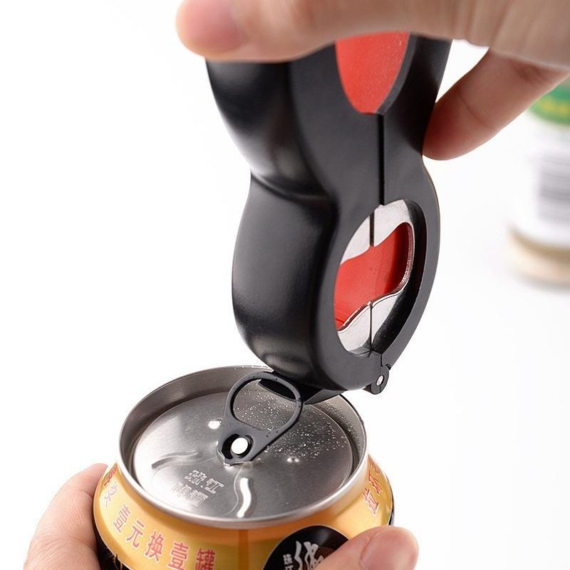 Apriscatole 6 in 1 Multifunzione Apribottiglie Tappi a Vite Apri Barattoli Presa per Coperchi Apri Sicurezza per Casa Campeggio Utensili da Cucina