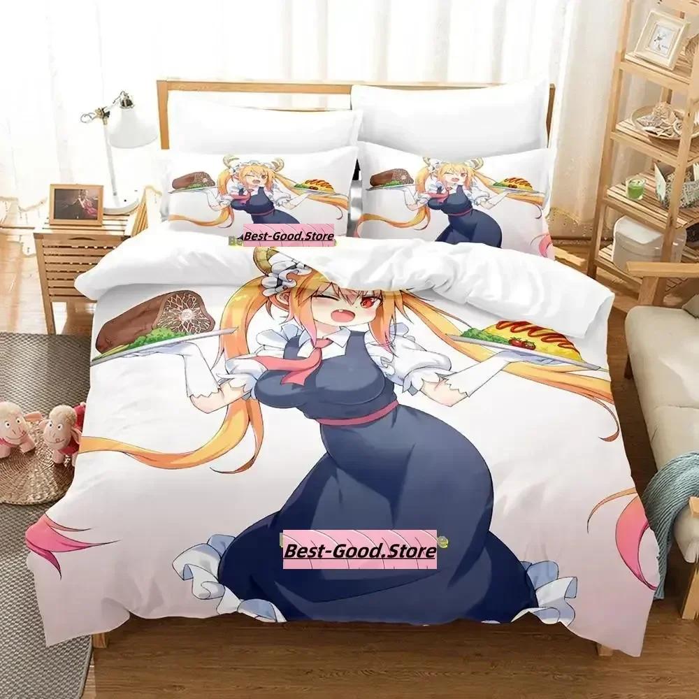 Mis Kobayashi's Dragon Maid Beding Set Printed Bed Linen Set With Pilowcase Bed Soft Duvet Cover Soft Quen Super King-Sized Dimensionsd Dimensions