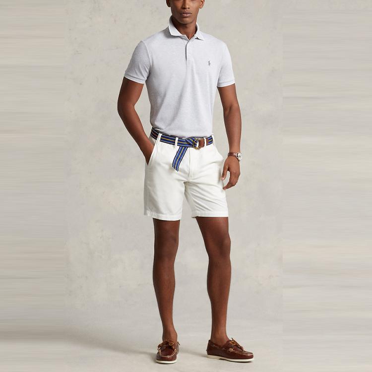 Polo Ralph Lauren Solid Color Logo Embroidered Slim Fit Short Sleeve Polo Shirt Men Tops Light-Gray MNPOKNI1N821738-020